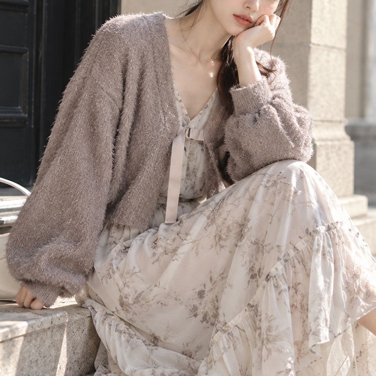 大きいサイズ レディース 前後2wayラメシャギーニットカーディガン　fem-552