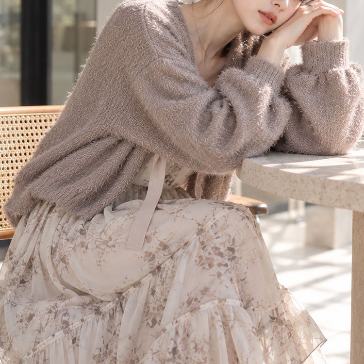 大きいサイズ レディース 前後2wayラメシャギーニットカーディガン　fem-552