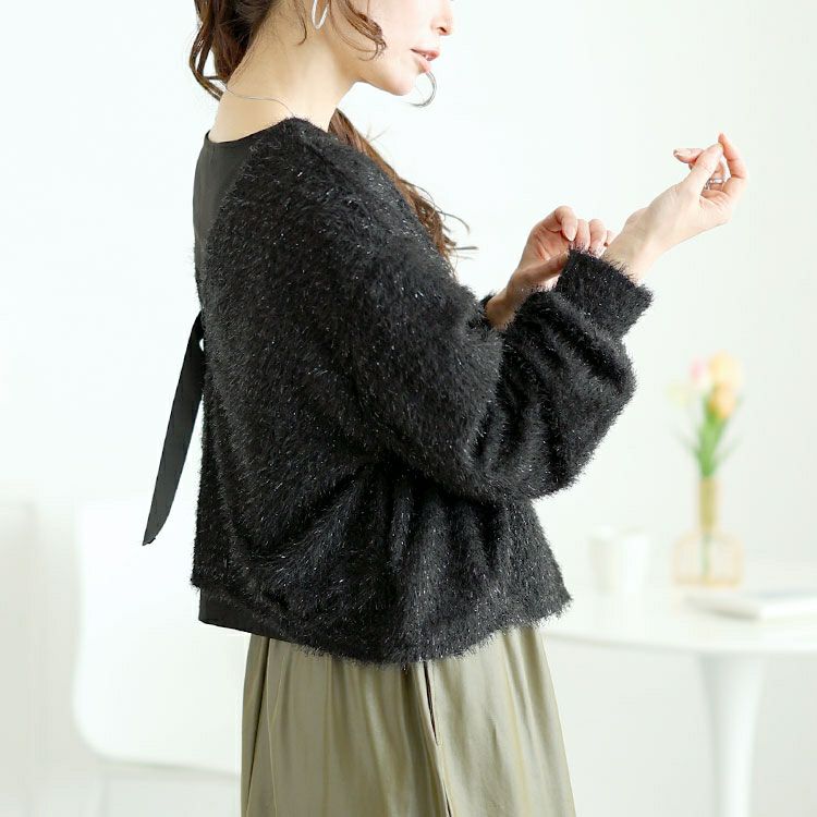 大きいサイズ レディース 前後2wayラメシャギーニットカーディガン　fem-552