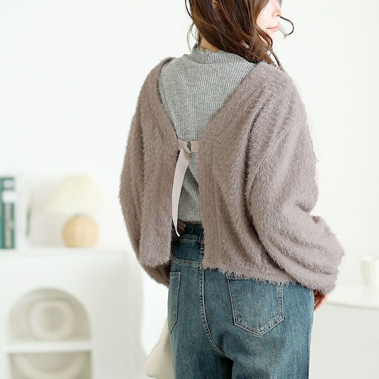 大きいサイズ レディース 前後2wayラメシャギーニットカーディガン　fem-552