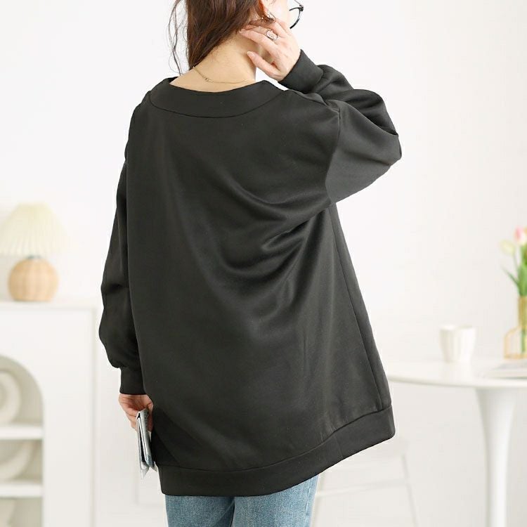 大きいサイズ レディース 裏起毛Vネックチュニック　fem-550