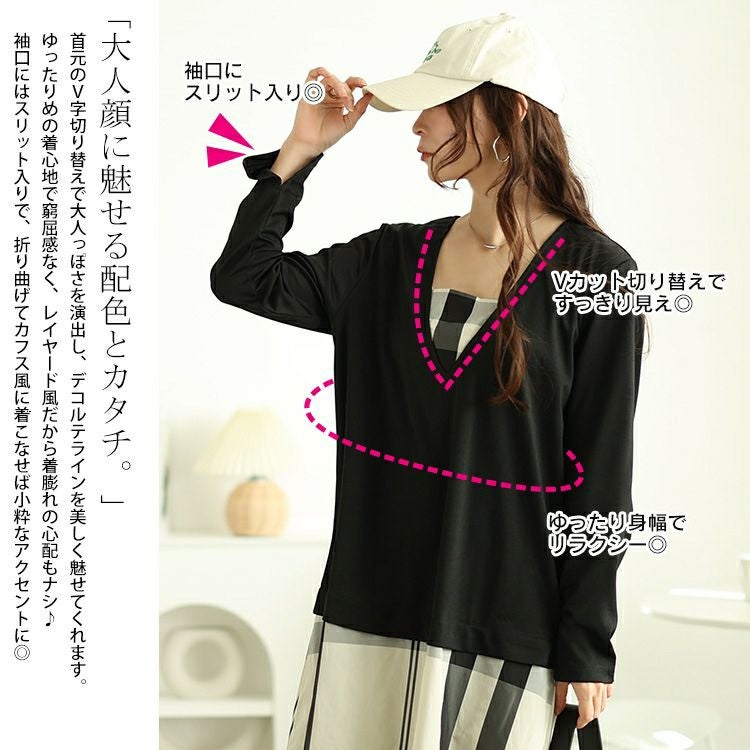 大きいサイズ レディース フェイクレイヤードチェック柄ワンピース　maru-30097