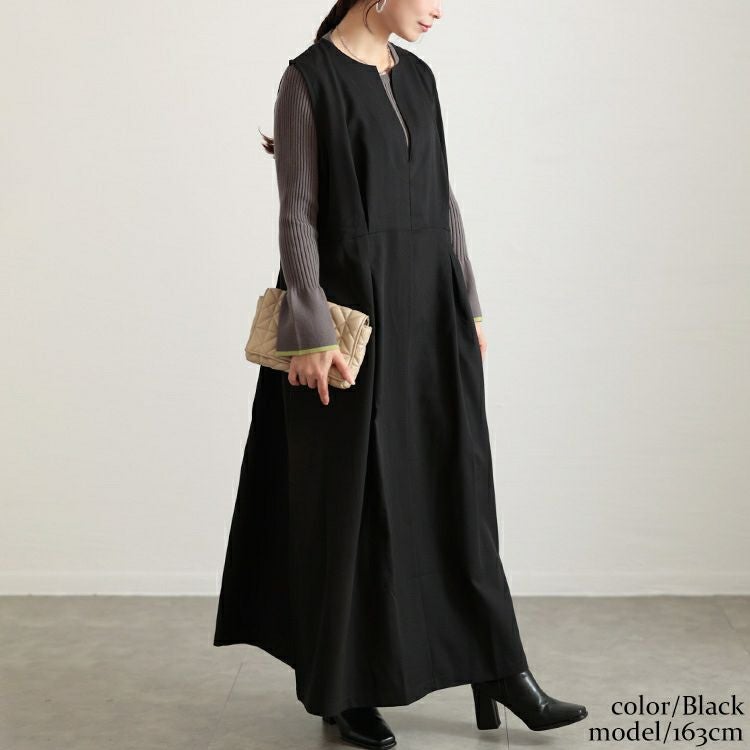 大きいサイズ レディース ウエストタックフレアジャンパースカート　maru-30094