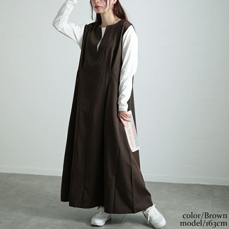 大きいサイズ レディース ウエストタックフレアジャンパースカート　maru-30094