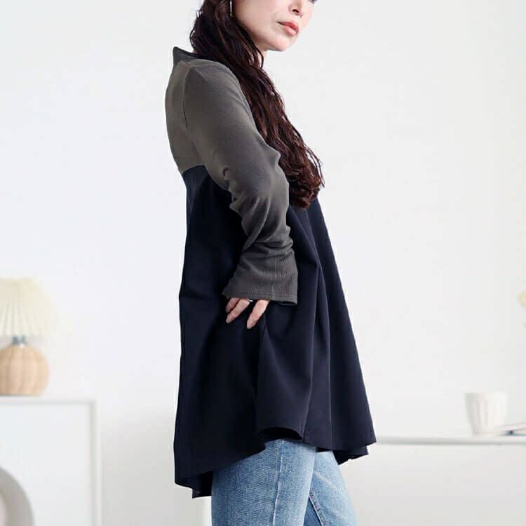 大きいサイズ レディース ビスチェドッキングVネックチュニック　maru-30093 【メール便可】