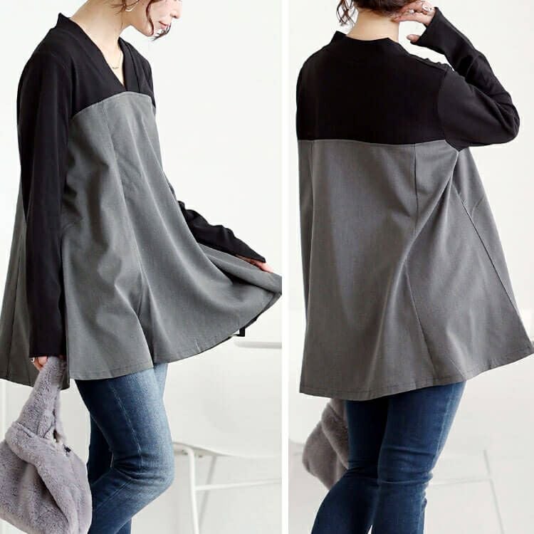 大きいサイズ レディース ビスチェドッキングVネックチュニック　maru-30093 【メール便可】