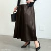 大きいサイズ レディース ストレッチサテンタックフレアスカート　maru-30090 ブラウン