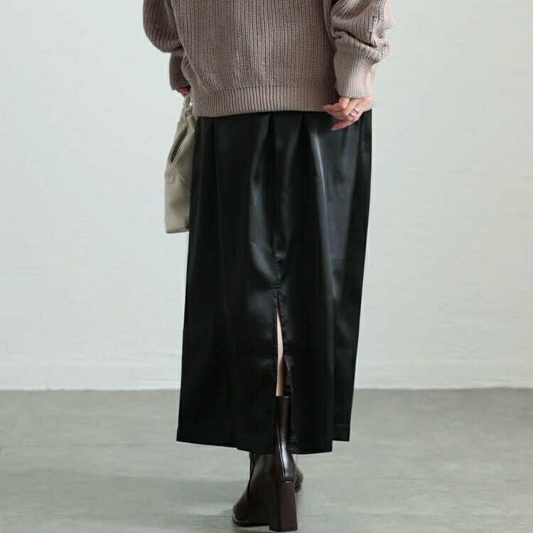 大きいサイズ レディース ストレッチサテンナロースカート　maru-30089 【メール便可】