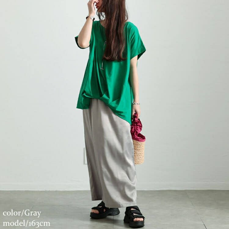 大きいサイズ レディース ストレッチサテンナロースカート　maru-30089 【メール便可】