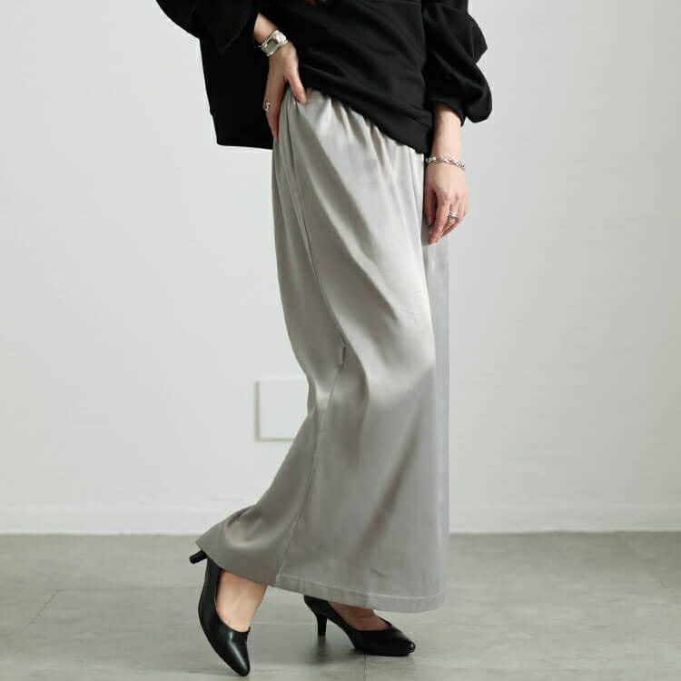 大きいサイズ レディース ストレッチサテンナロースカート　maru-30089 【メール便可】