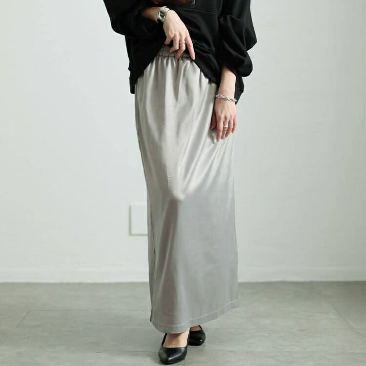 大きいサイズ レディース ストレッチサテンナロースカート　maru-30089 【メール便可】