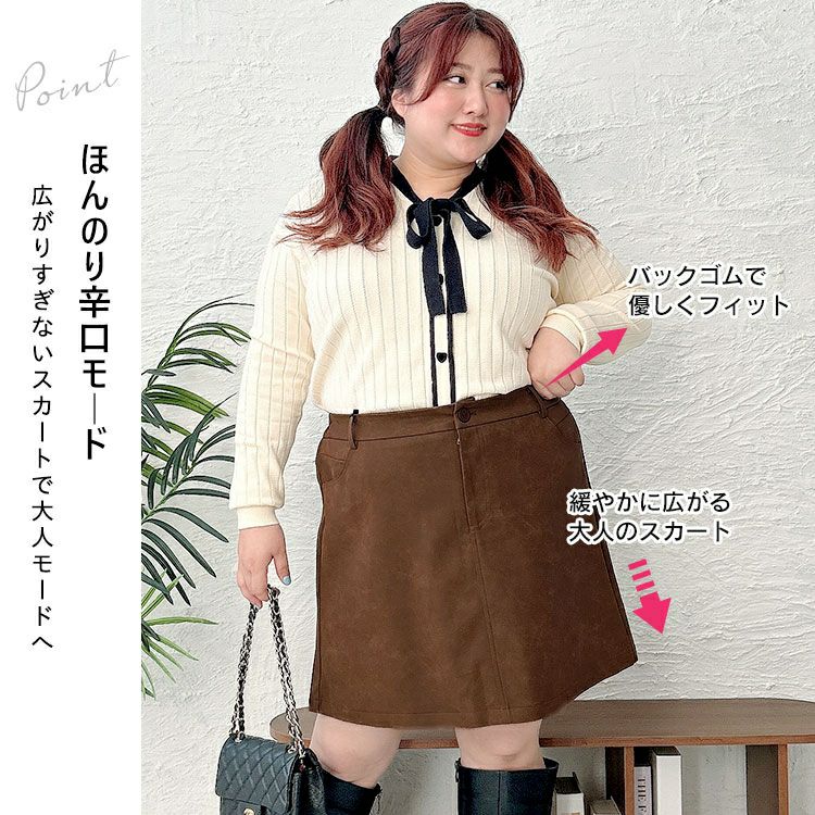 大きいサイズ レディース フェイクレザー台形ミニスカパン　goldy-1623 【メール便可】