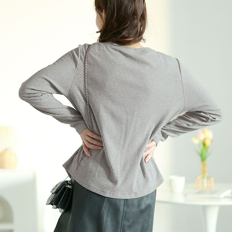 大きいサイズ レディース リボンチャーム付きリブニット　goldy-1622