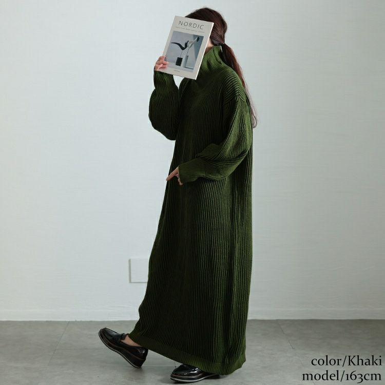 大きいサイズ レディース 配色切り替えストライプニットワンピース　maru-20011