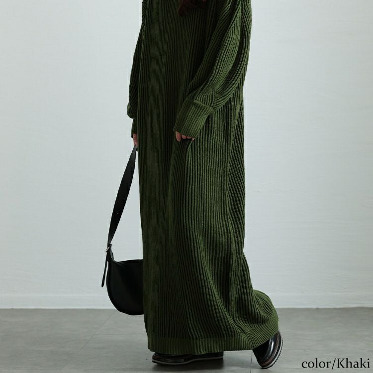 大きいサイズ レディース 配色切り替えストライプニットワンピース　maru-20011