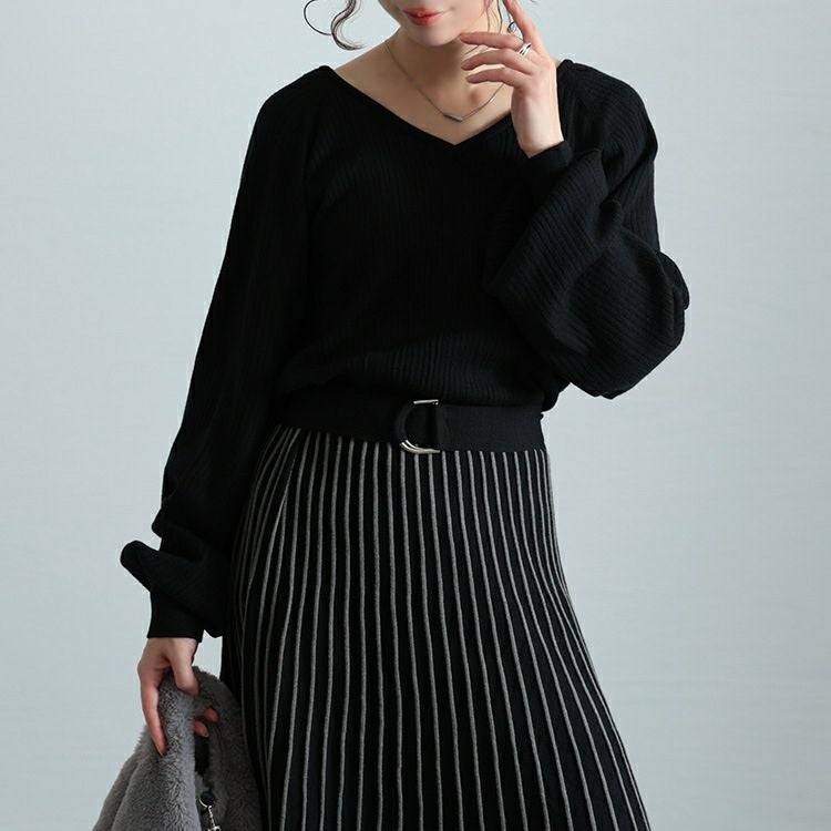 大きいサイズ レディース ストライプニットドッキングワンピース　maru-20012