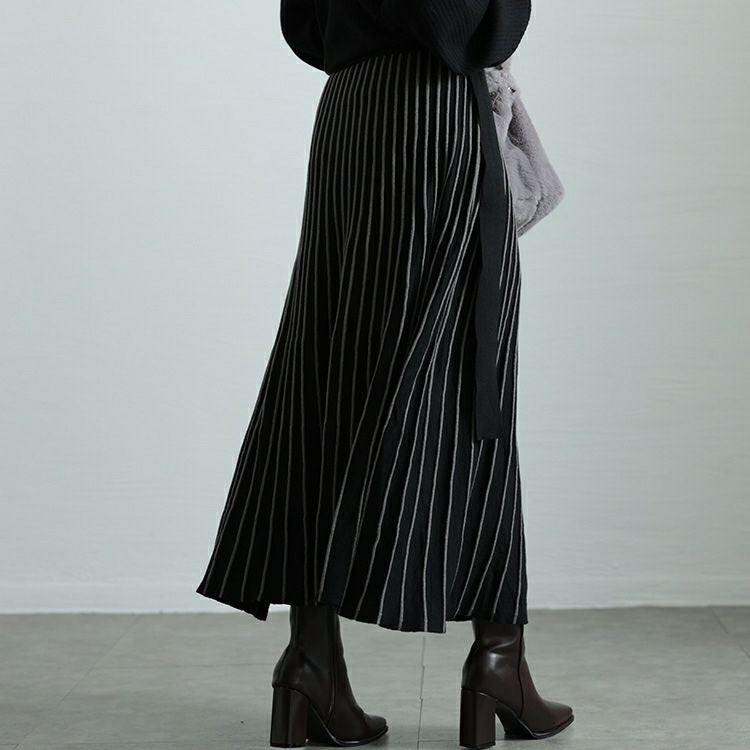 大きいサイズ レディース ストライプニットドッキングワンピース　maru-20012