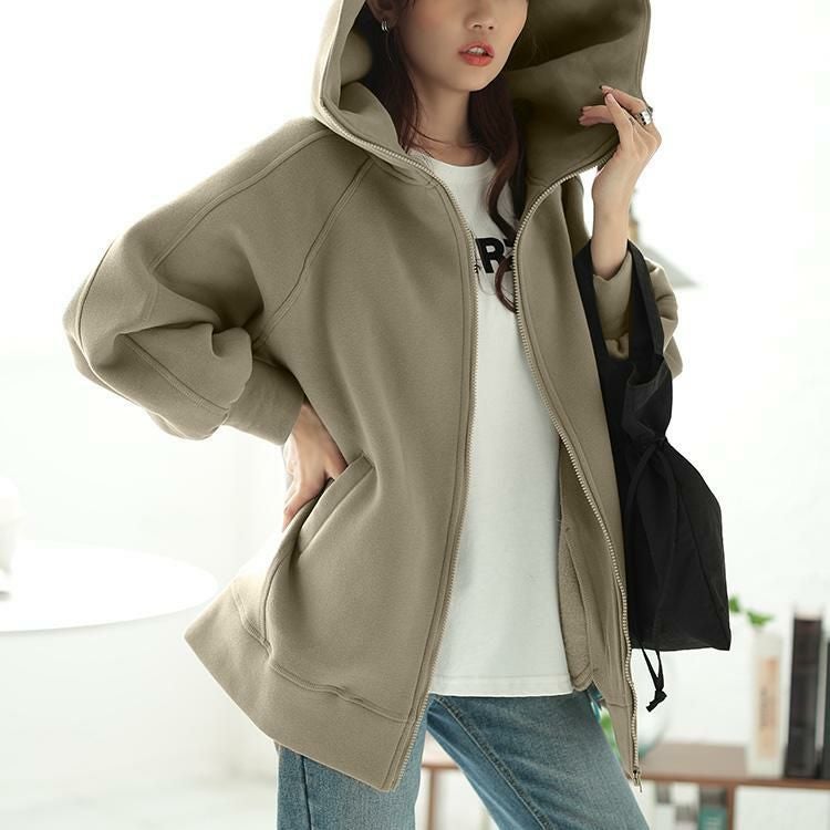 大きいサイズ レディース 裏起毛ビッグフードドルマンZIPパーカー maru