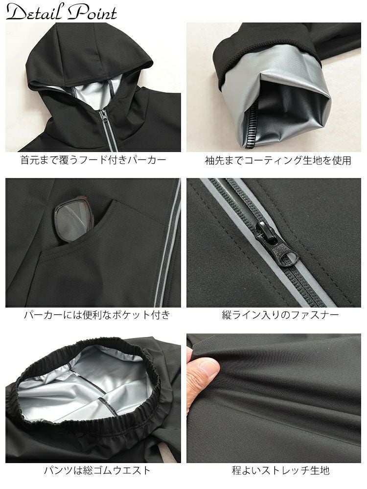 大きいサイズ レディース 超発汗！着るだけダイエットポケット付きパーカーサウナスーツ　goldy-1600