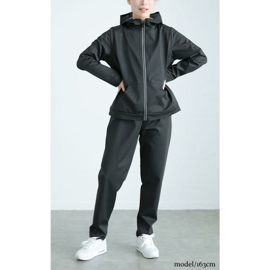 大きいサイズ レディース 超発汗！着るだけダイエットポケット付きパーカーサウナスーツ　goldy-1600 ブラック