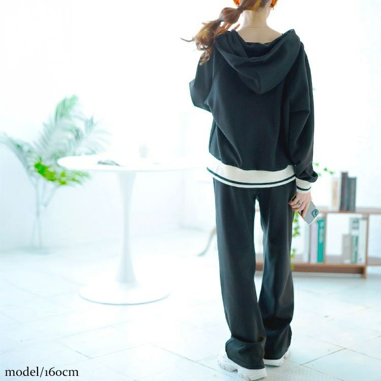 大きいサイズ レディース ジップアップパーカーセットアップ　goldy-1629