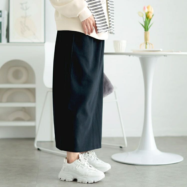 大きいサイズ レディース つけ襟付きスウェット＆ロングスカートセット　goldy-1627