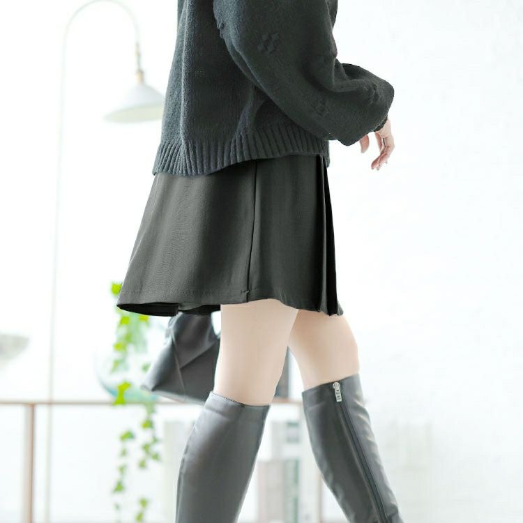 大きいサイズ レディース インパン裏地付フロントプリーツミニスカート　goldy-1626 【メール便可】