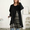 大きいサイズ レディース チェック柄フェイクレイヤードチュニック　cast-5552008 ブラック