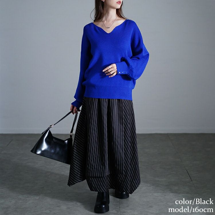 大きいサイズ レディース ストライプ切り替えアシンメトリースカート　u2-0104
