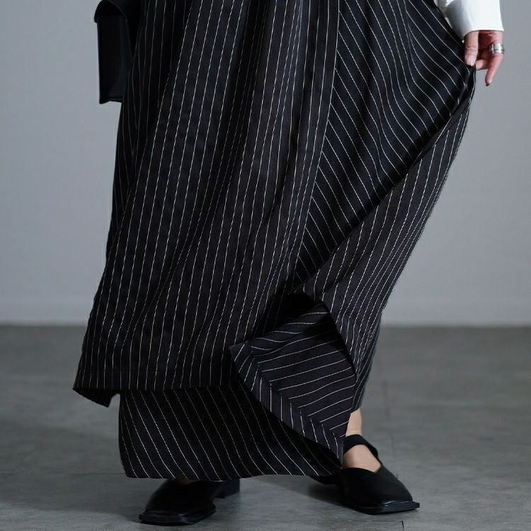 大きいサイズ レディース ストライプ切り替えアシンメトリースカート　u2-0104