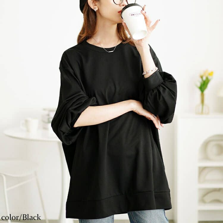 大きいサイズ レディース ボリュームスリーブワイドプルオーバー　maru-30113 【メール便可】