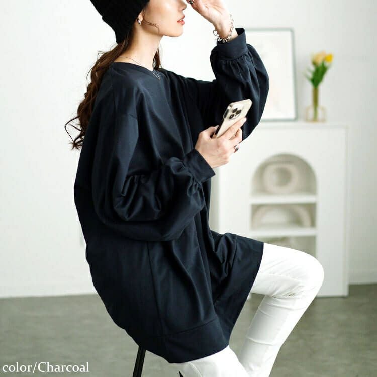 大きいサイズ レディース ボリュームスリーブワイドプルオーバー　maru-30113 【メール便可】