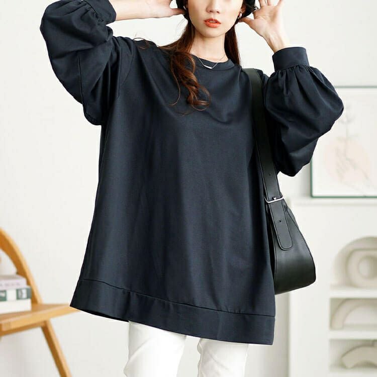 大きいサイズ レディース ボリュームスリーブワイドプルオーバー　maru-30113 【メール便可】