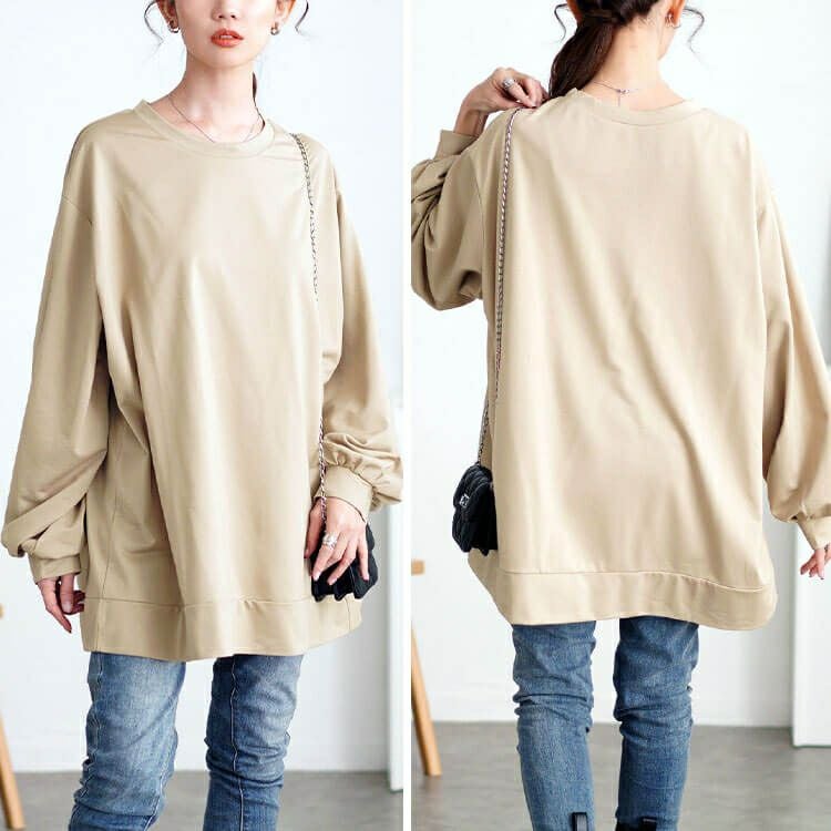 大きいサイズ レディース ボリュームスリーブワイドプルオーバー　maru-30113 【メール便可】