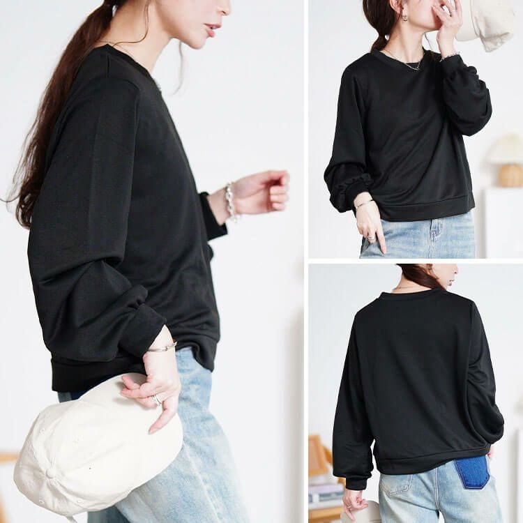 大きいサイズ レディース ボリュームスリーブスウェット　maru-30111