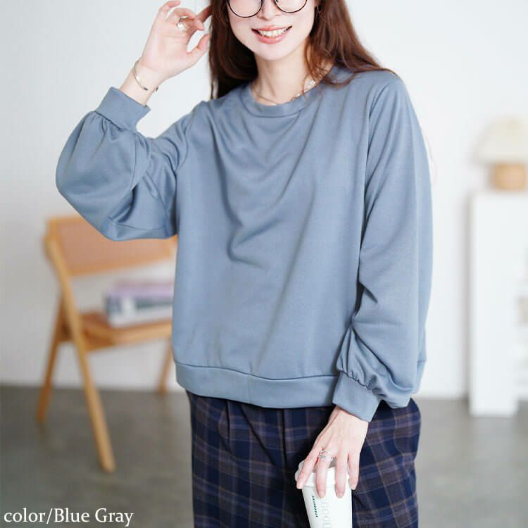 大きいサイズ レディース ボリュームスリーブスウェット　maru-30111