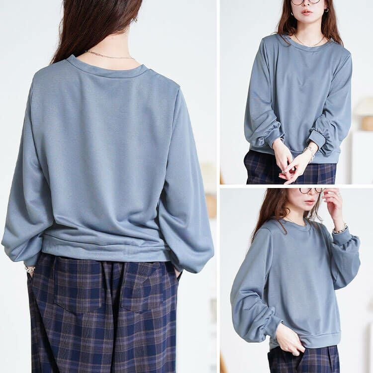 大きいサイズ レディース ボリュームスリーブスウェット　maru-30111