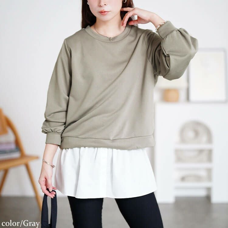 大きいサイズ レディース ボリュームスリーブスウェット　maru-30111