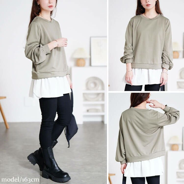 大きいサイズ レディース ボリュームスリーブスウェット　maru-30111