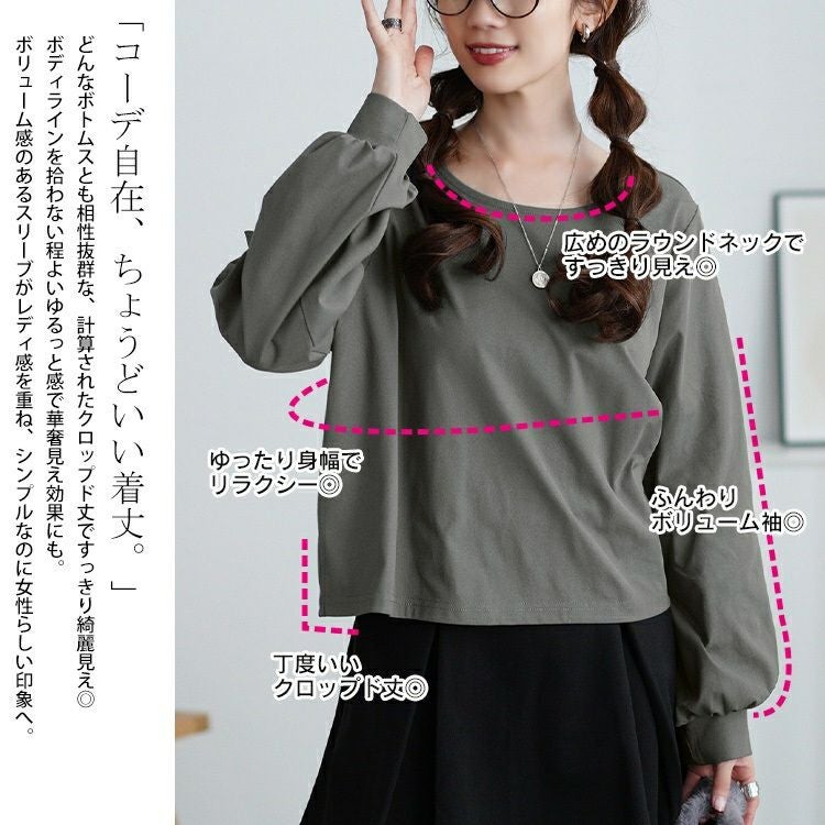 大きいサイズ レディース ボリュームスリーブクロップドプルオーバー　maru-30110 【メール便可】