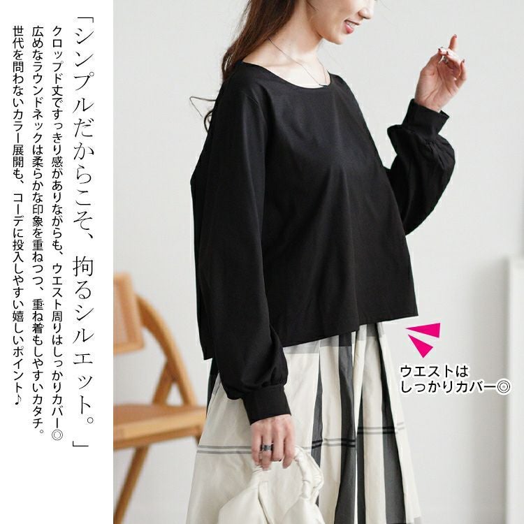 大きいサイズ レディース ボリュームスリーブクロップドプルオーバー　maru-30110 【メール便可】