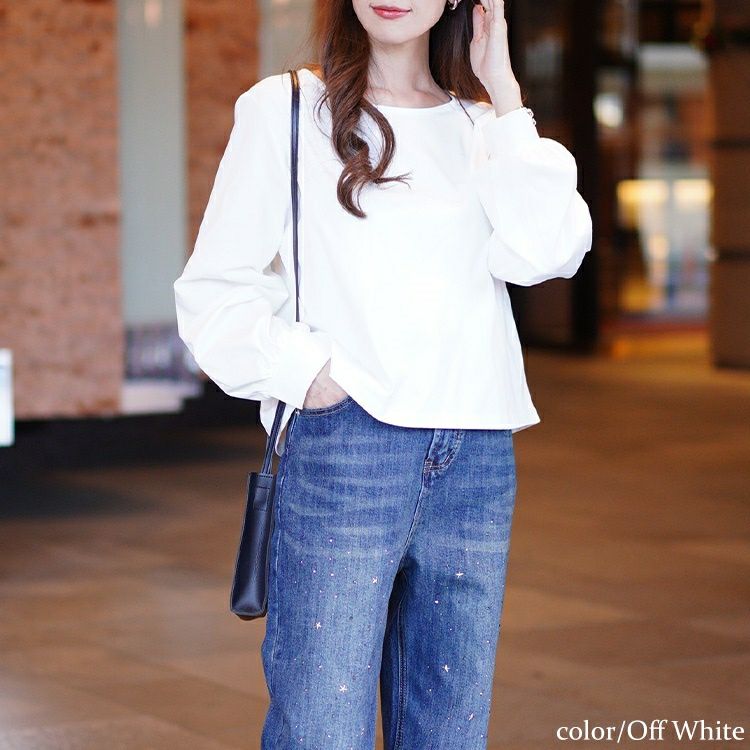 大きいサイズ レディース ボリュームスリーブクロップドプルオーバー　maru-30110 【メール便可】