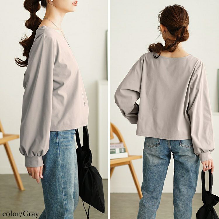 大きいサイズ レディース ボリュームスリーブクロップドプルオーバー　maru-30110 【メール便可】