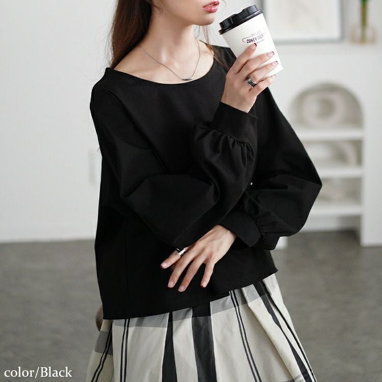 大きいサイズ レディース ボリュームスリーブクロップドプルオーバー　maru-30110 【メール便可】