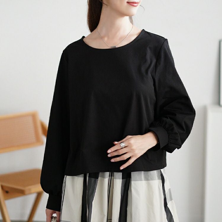 大きいサイズ レディース ボリュームスリーブクロップドプルオーバー　maru-30110 【メール便可】