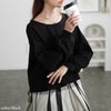 大きいサイズ レディース ボリュームスリーブクロップドプルオーバー　maru-30110 【メール便可】 ブラック