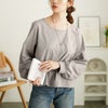 大きいサイズ レディース ボリュームスリーブクロップドプルオーバー　maru-30110 【メール便可】 グレー