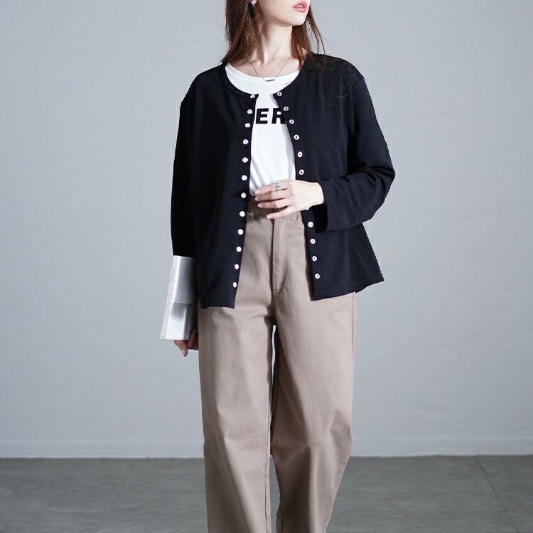 大きいサイズ レディース パールボタンカーディガン＆ノースリーブワンピース2点セット　maru-30108