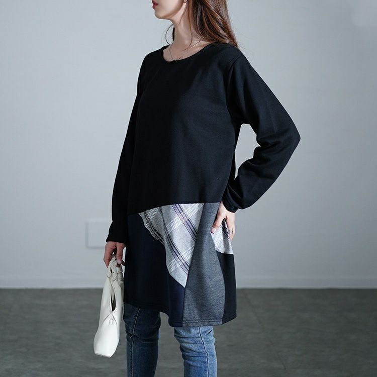 大きいサイズ レディース パッチワークコクーンチュニック　cast-5552004