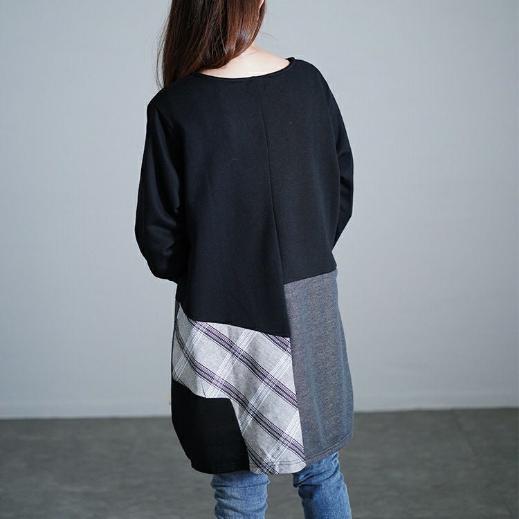 大きいサイズ レディース パッチワークコクーンチュニック　cast-5552004